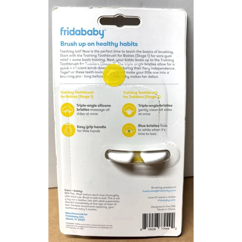3 Pack FridaBaby Grow Training 1 Toothbrush 6+ Months, 2 Double Sided 3+ Months